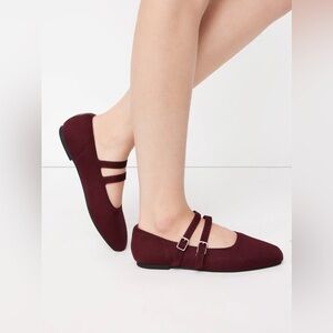 Cider Burgundy Double Strap Flats